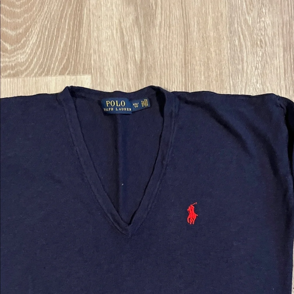 Polo by Ralph Lauren Men's Dark Blue V-Neck Sweater